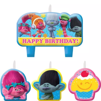 PartyCity Trolls Birthday Candles 4ct