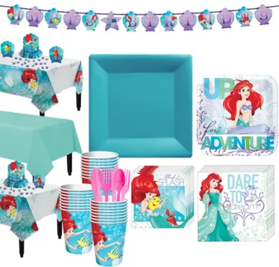 PartyCity Little Mermaid Tableware Party Kit for 24 Guests