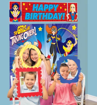 PartyCity DC Super Hero Girls Photo Booth Kit with Photo Booth Frames