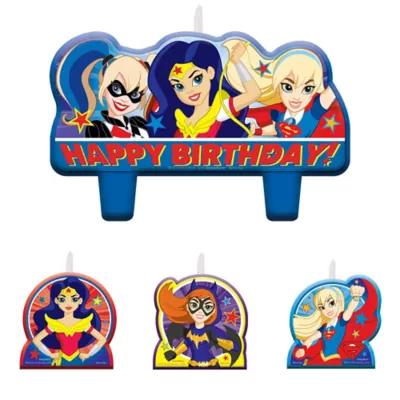 PartyCity DC Super Hero Girls Birthday Candles 4ct