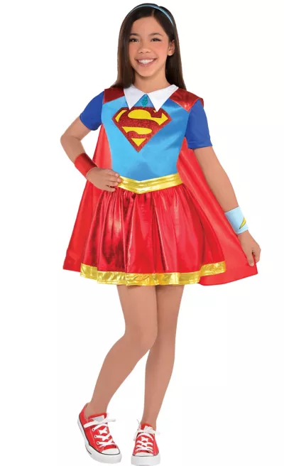  PartyCity Girls Supergirl Dress Costume - DC Super Hero Girls