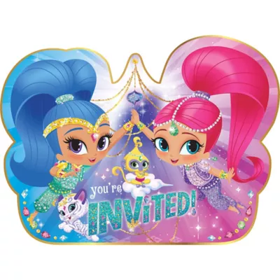 PartyCity Premium Glitter Shimmer and Shine Invitations 8ct