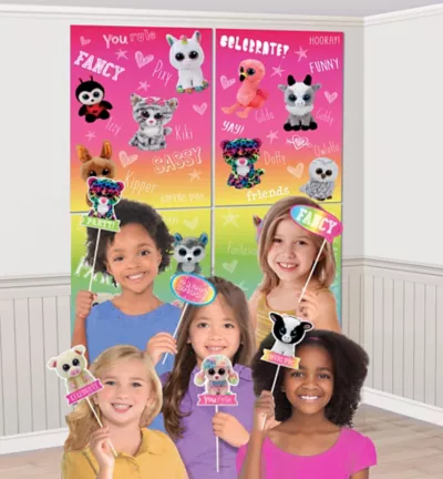 PartyCity Beanie Boos Scene Setter with Photo Booth Props