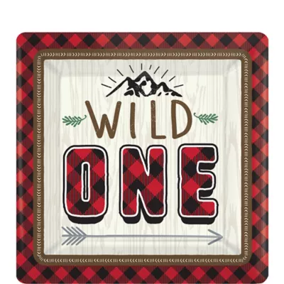 PartyCity Little Lumberjack 1st Birthday Dessert Plates 8ct