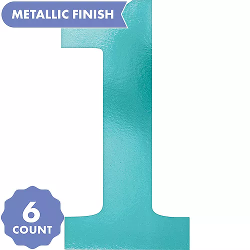 PartyCity Metallic Blue Number 1 Cutouts 6ct