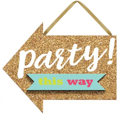 PartyCity Mini Glitter Gold Sign of the Times Party Sign