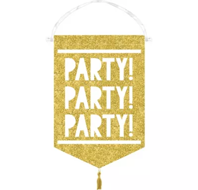 PartyCity Glitter Gold Canvas Sign of the Times Party Sign