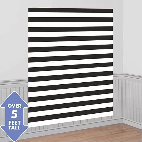 PartyCity Black & White Striped Scene Setter