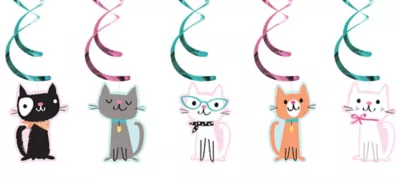  PartyCity Purrfect Cat Swirl Decorations 5ct