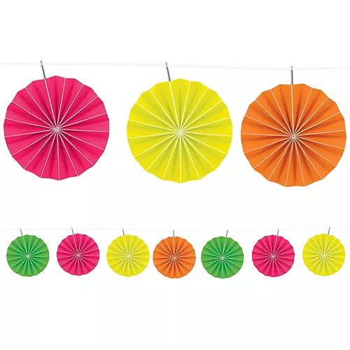 PartyCity Black Light Neon Paper Fan Garland