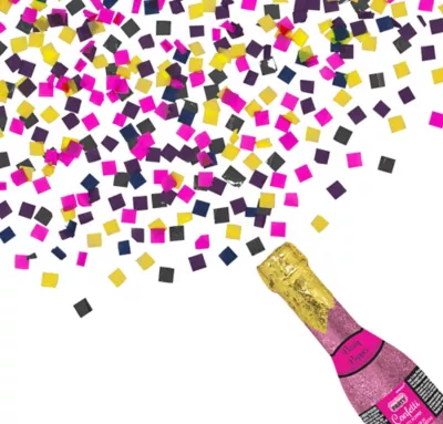 PartyCity Glitter Pink Champagne Bottle Confetti Popper