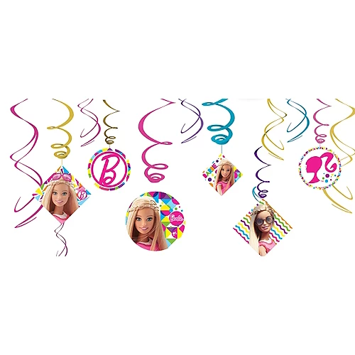 PartyCity Barbie Swirl Decorations 12ct