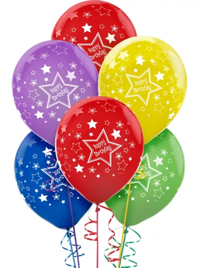 PartyCity Star Birthday Balloons 20ct - Primary