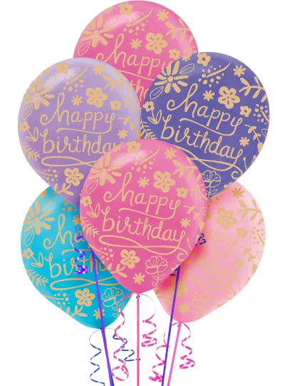 PartyCity Floral Birthday Balloons 20ct