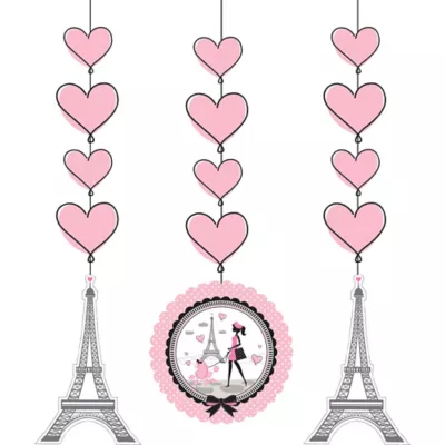 PartyCity Pink Paris String Decorations 3ct