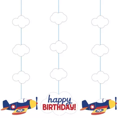 PartyCity Airplane Birthday String Decorations 3ct