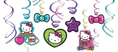 PartyCity Rainbow Hello Kitty Swirl Decorations 12ct