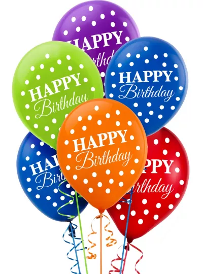 PartyCity Rainbow Dot Birthday Balloons 15ct
