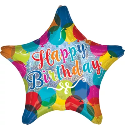 PartyCity Rainbow Happy Birthday Star Balloon 17in