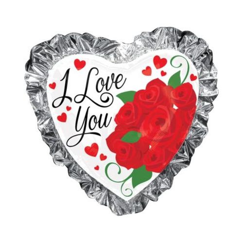  PartyCity Foil Ruffle I Love You Heart Balloon 28in