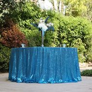 PartyDelight Turquoise Sequin Tablecloth, Round, 132