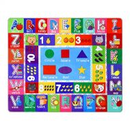 [아마존베스트]Partykindom Kids Play Rug Mat Playmat with Non-Slip Design Playtime Collection ABC, Numbers, Shapes and Animals Educational Area Rug for Children Kids Bedroom Playroom(53.5 x 43.5
