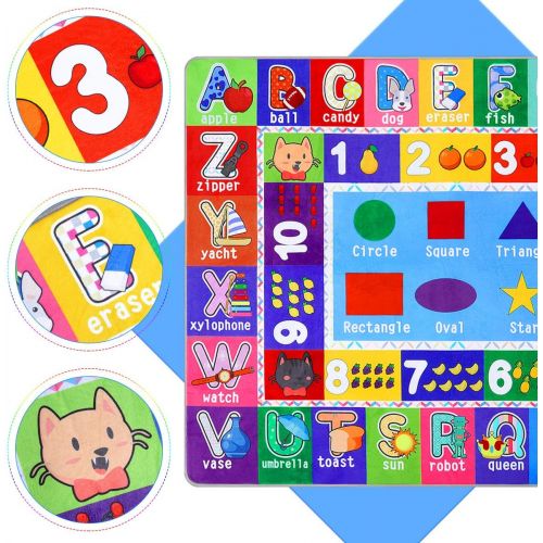  [아마존베스트]Partykindom Kids Play Rug Mat Playmat with Non-Slip Design Playtime Collection ABC, Numbers, Shapes and Animals Educational Area Rug for Children Kids Bedroom Playroom(53.5 x 43.5