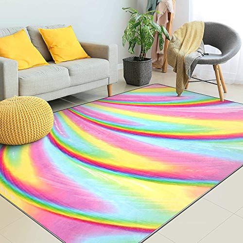  [아마존베스트]PartyKindom Kids Rugs for Girls Bedroom, Kids Rainbow Area Rugs Carpet with Non Slip and Fluffy Soft Design for Kids Play Room , Nursery, Toddler and Home Decor(6.5 x 5 Feet)