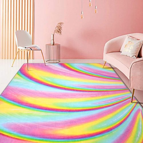  [아마존베스트]PartyKindom Kids Rugs for Girls Bedroom, Kids Rainbow Area Rugs Carpet with Non Slip and Fluffy Soft Design for Kids Play Room , Nursery, Toddler and Home Decor(6.5 x 5 Feet)