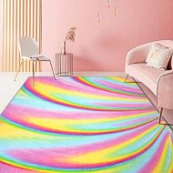 [아마존베스트]PartyKindom Kids Rug for Girls Room with Non-Slip Design - Rainbow Area Rugs for Children Kids Bedroom Play Room Nursery Colorful Fluffy Carpet Home Decor (5 x 6.5 Ft)