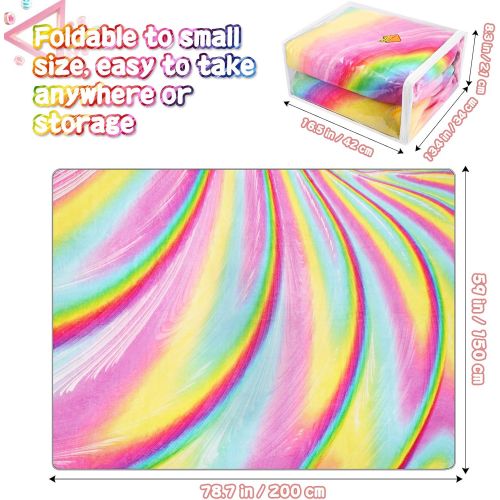  [아마존베스트]PartyKindom Kids Rug for Girls Room with Non-Slip Design - Rainbow Area Rugs for Children Kids Bedroom Play Room Nursery Colorful Fluffy Carpet Home Decor (5 x 6.5 Ft)