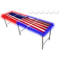 [아마존베스트]PARTYPONG 8-Foot Professional Beer Pong Table w/LED Glow Lights - USA Edition