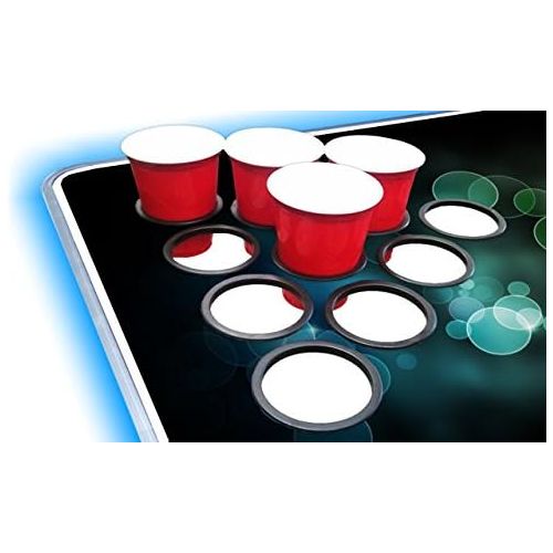  PartyPongTables.com 8-Foot Professional Beer Pong Table w/Optional Cup Holes & LED Lights - Bubbles and Color Spectrum Editions