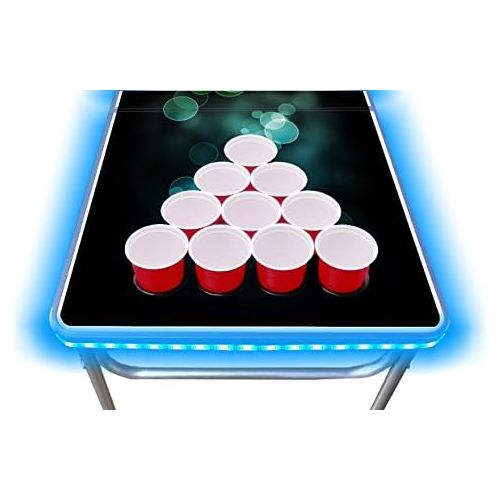  PartyPongTables.com 8-Foot Professional Beer Pong Table w/Optional Cup Holes & LED Lights - Bubbles and Color Spectrum Editions