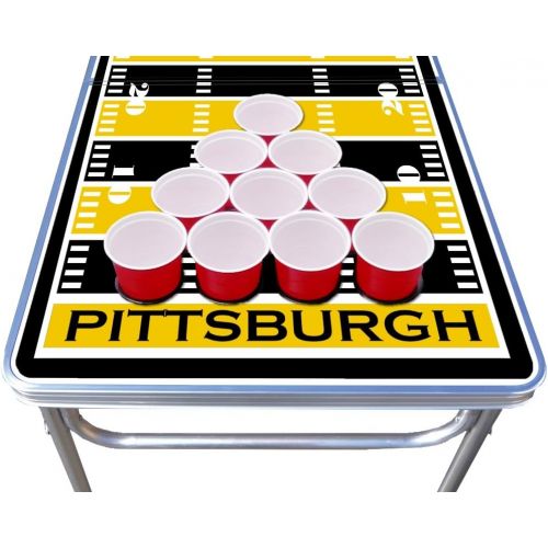  [아마존베스트]PartyPongTables.com 8-Foot Professional Beer Pong Table w/Optional Cup Holes - Pittsburgh Football Field Graphic