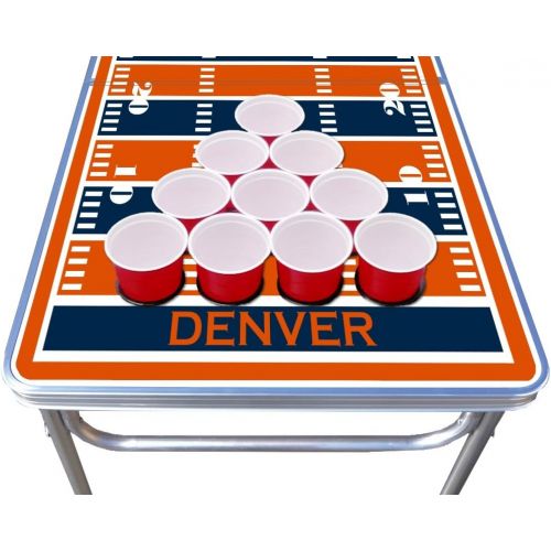  [아마존베스트]PartyPongTables.com 8-Foot Professional Beer Pong Table w/Optional Cup Holes - Denver Football Field Graphic