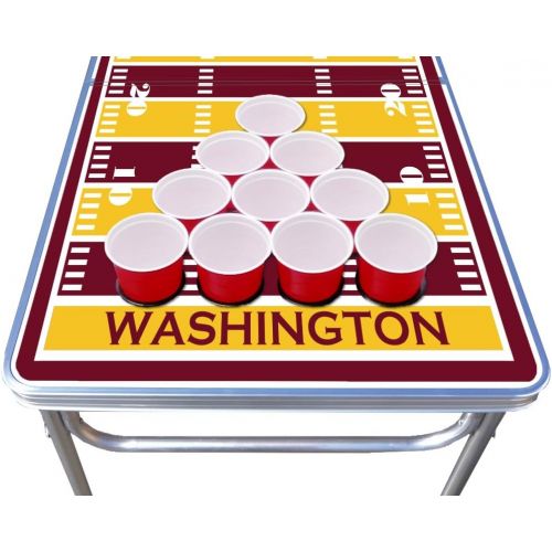 PartyPongTables.com 8-Foot Professional Beer Pong Table w/Optional Cup Holes - Washington Football Field Graphic