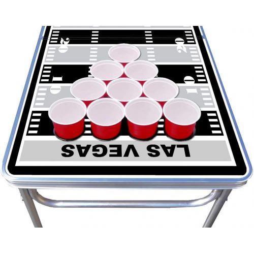  PartyPongTables.com 8-Foot Professional Beer Pong Table w/Optional Cup Holes - Las Vegas Football Field Graphic