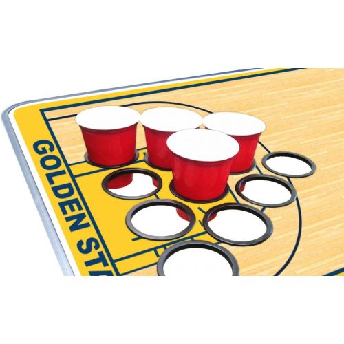  PartyPongTables.com 8-Foot Professional Beer Pong Table w/Optional Cup Holes - Golden State Basketball Court Graphic