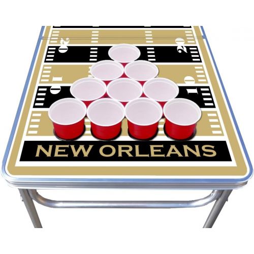  PartyPongTables.com 8-Foot Professional Beer Pong Table w/Optional Cup Holes - New Oreans Football Field Graphic