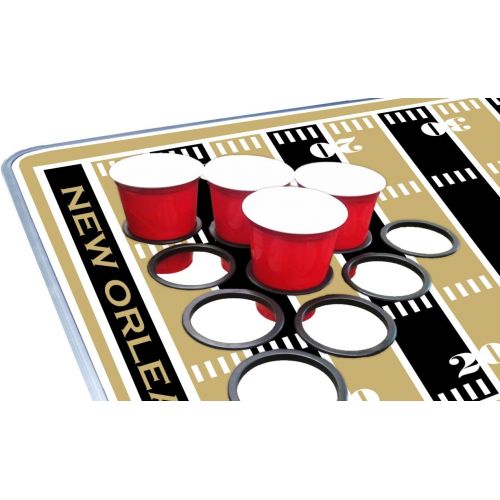  PartyPongTables.com 8-Foot Professional Beer Pong Table w/Optional Cup Holes - New Oreans Football Field Graphic