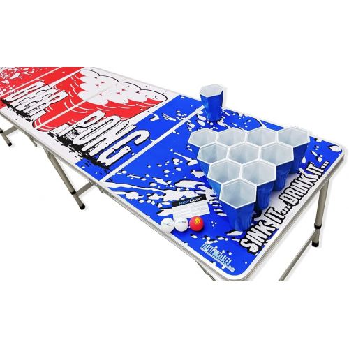  PartyPongTables.com HEXCUP - Reusable Party Pong Cup Set by PartyPong - 22 Reusable Cups, 3 Balls, & Plastic Game Card
