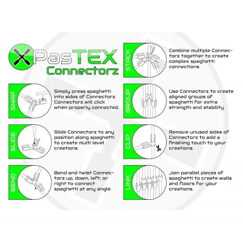  PasTEX Connectorz STEM Building with Spaghetti! | Connectorz 4X90° with Center Hole | 100 Pieces | Build Bridges, Towers, Shapes, and More | Great Educational STEM Construction Toy