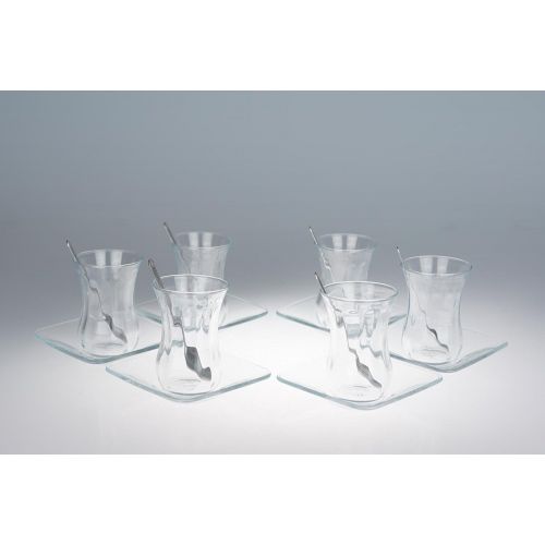  Pasabahce Orginal tuerkisches Tee Set Teeset Basic/ 6 klassische Glaser/ 6 Ruehrloeffel (von KD)/ 6 Untersetzer