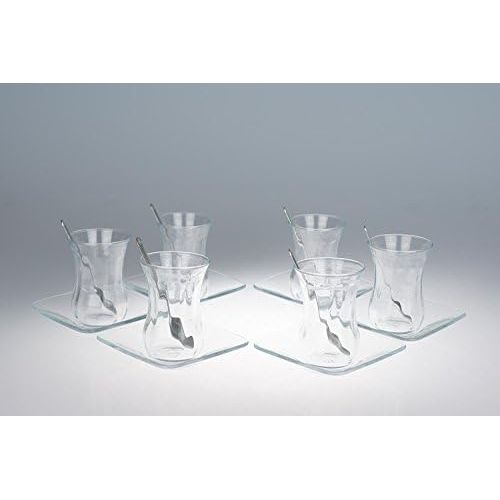  Pasabahce Orginal tuerkisches Tee Set Teeset Basic/ 6 klassische Glaser/ 6 Ruehrloeffel (von KD)/ 6 Untersetzer