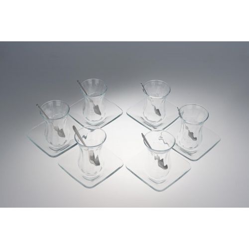  Pasabahce Orginal tuerkisches Tee Set Teeset Basic/ 6 klassische Glaser/ 6 Ruehrloeffel (von KD)/ 6 Untersetzer