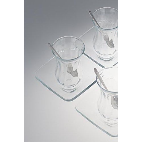  Pasabahce Orginal tuerkisches Tee Set Teeset Basic/ 6 klassische Glaser/ 6 Ruehrloeffel (von KD)/ 6 Untersetzer