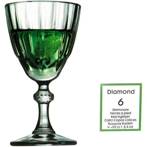  [아마존베스트]Pasabahce Diamond Cordial & Liqueur Extra Mini Glasses 1.75 oz (52cc) - Set of 6