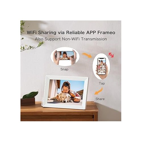  Frameo WiFi Digital Picture Frame, Birthday Gifts for Women, 10.1 Inch 1280 * 800IPS Touch Screen Digital Photo Frame, 16GB Memory, Auto-Rotate, Share Picture Video, Birthday Gift for Mom, Dad, Wife