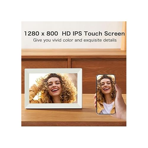  Frameo WiFi Digital Picture Frame, Birthday Gifts for Women, 10.1 Inch 1280 * 800IPS Touch Screen Digital Photo Frame, 16GB Memory, Auto-Rotate, Share Picture Video, Birthday Gift for Mom, Dad, Wife